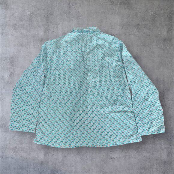 Vineyard Vines Size M Long Sleeve Turtle Print Collared Button Pajama Shirt - Picture 2 of 7